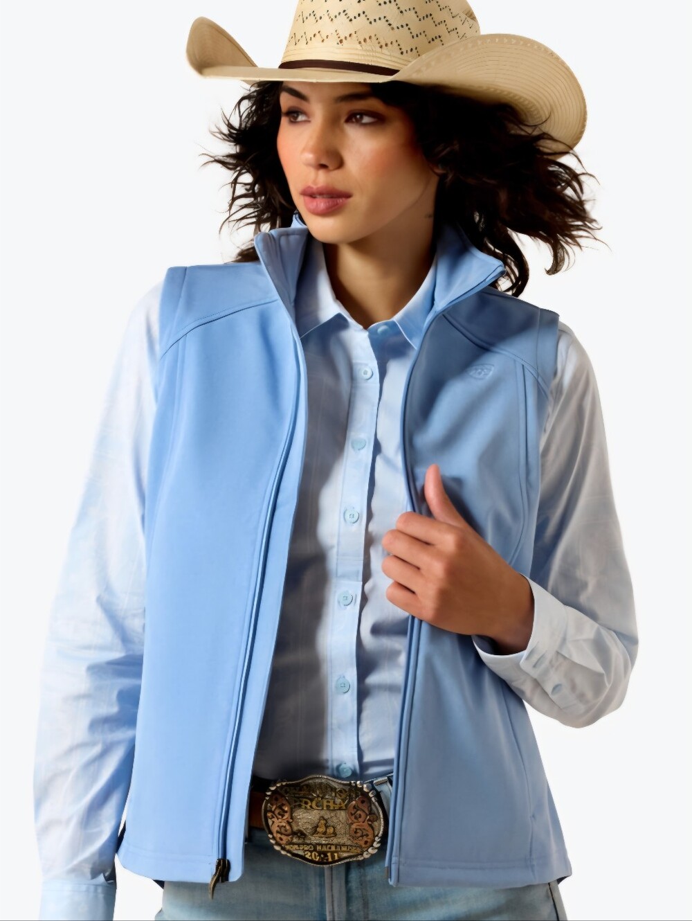 Ariat Women's Logo Softshell Vest Small Ashleigh Blue Heather Item 10071239 NEW